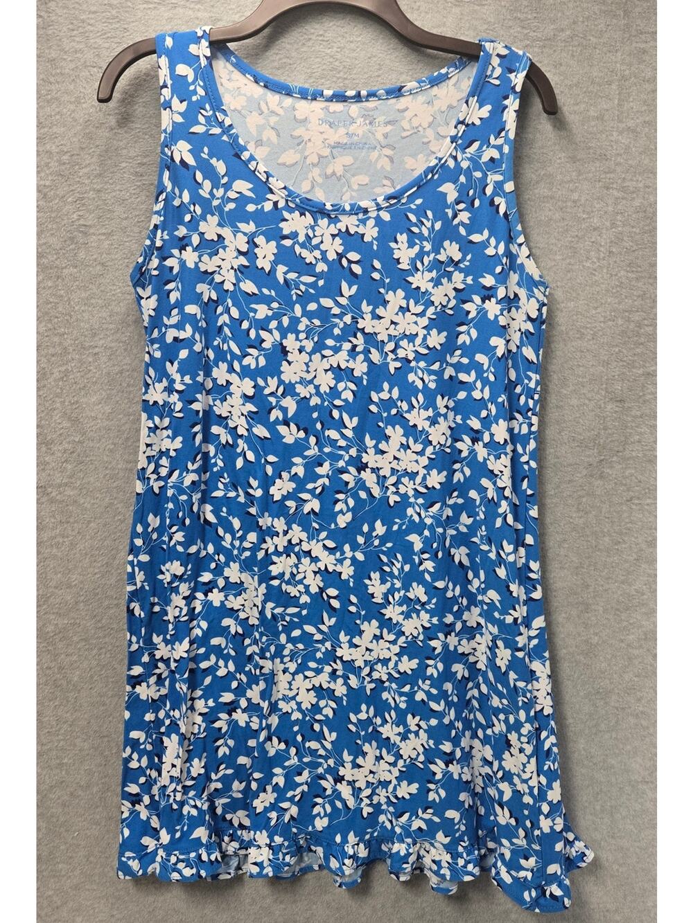 Draper James Blue Floral Print Ruffle Shift Dress Size S/M